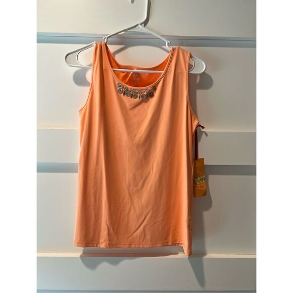 Ruby Rd. Orange tank with silver collar details - Picture 1 of 9